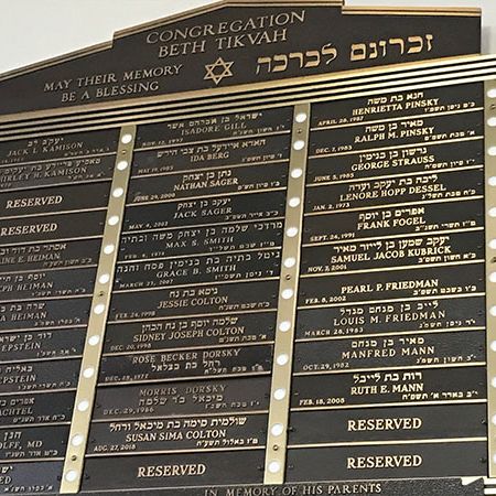 yahrzeit plaques